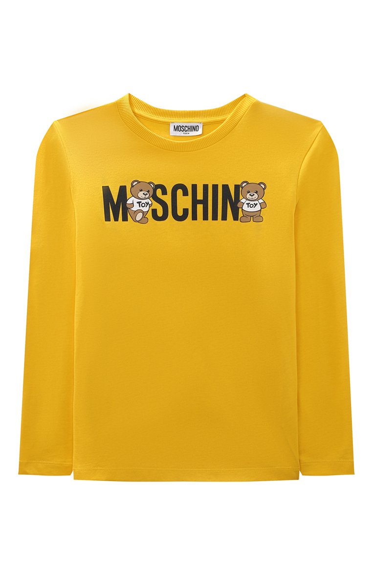 Детская хлопковый лонгслив MOSCHINO желтого цвета, арт. HU000R/LAA20/4A-8A | Фото 1 (Материал сплава: Проставлено; Рукава: Длинные; Материал внешний: Хлопок; Драгоценные камни: Проставлено; Мальчики Кросс-КТ: Лонгслив-одежда)