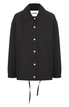 Женская хлопковая куртка JIL SANDER черного цвета, арт. J04AM0001-J45026 | Фото 1 (Материал внешний: Хлопок; Рукава: Длинные; Длина (верхняя одежда): Короткие; Кросс-КТ: Куртка, Легкие; Стили: Минимализм)