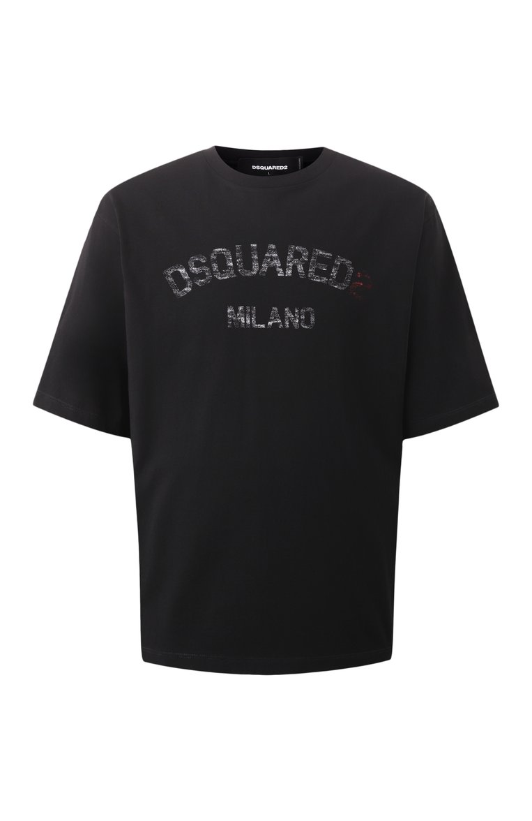 Мужская хлопковая футболка DSQUARED2 черного цвета, арт. S74GD1399/D20020 | Фото 1 (Рукава: 3/4; Драгоценные камни: Проставлено; Длина (для топов): Стандартные; Материал сплава: Проставлено; Принт: С принтом; Стили: Кэжуэл; Материал внешний: Хлопок; Кросс-КТ: Джерси; Мужское Кросс-КТ: Футболка-одежда)