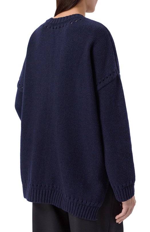 Шерстяной кардиган с отделкой перьями Dice Kayek PF25K80600 LUN NAVY Синий  PF25K80600 LUN NAVY Фото 4