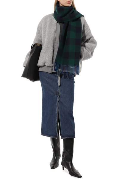 Шерстяной шарф WOOLRICH темно-зеленого цвета по цене 16000 руб., арт. CFWWAC0170FRUT3555, фото 2 Шерстяной шарф WOOLRICH, арт. CFWWAC0170FRUT3555, фото 2