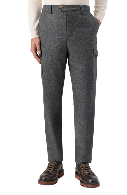 Шерстяные брюки-карго Brunello Cucinelli M038PE1890 Серый  M038PE1890 Фото 3