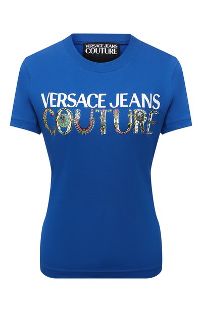 Женская хлопковая футболка VERSACE JEANS COUTURE, арт. 71HAHF03-71DP613 R L0G0 BIJ0UX 0RGANIC/CJ00F