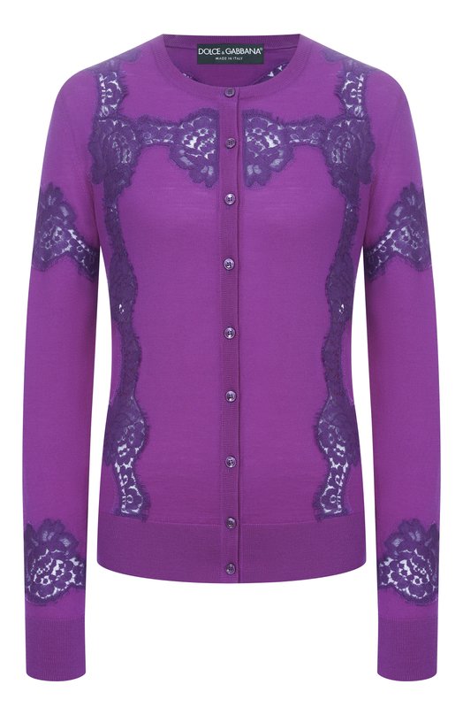 Кардиган из шерсти и хлопка Dolce & Gabbana FXV05T/JDVCS Фиолетовый FXV05T/JDVCS