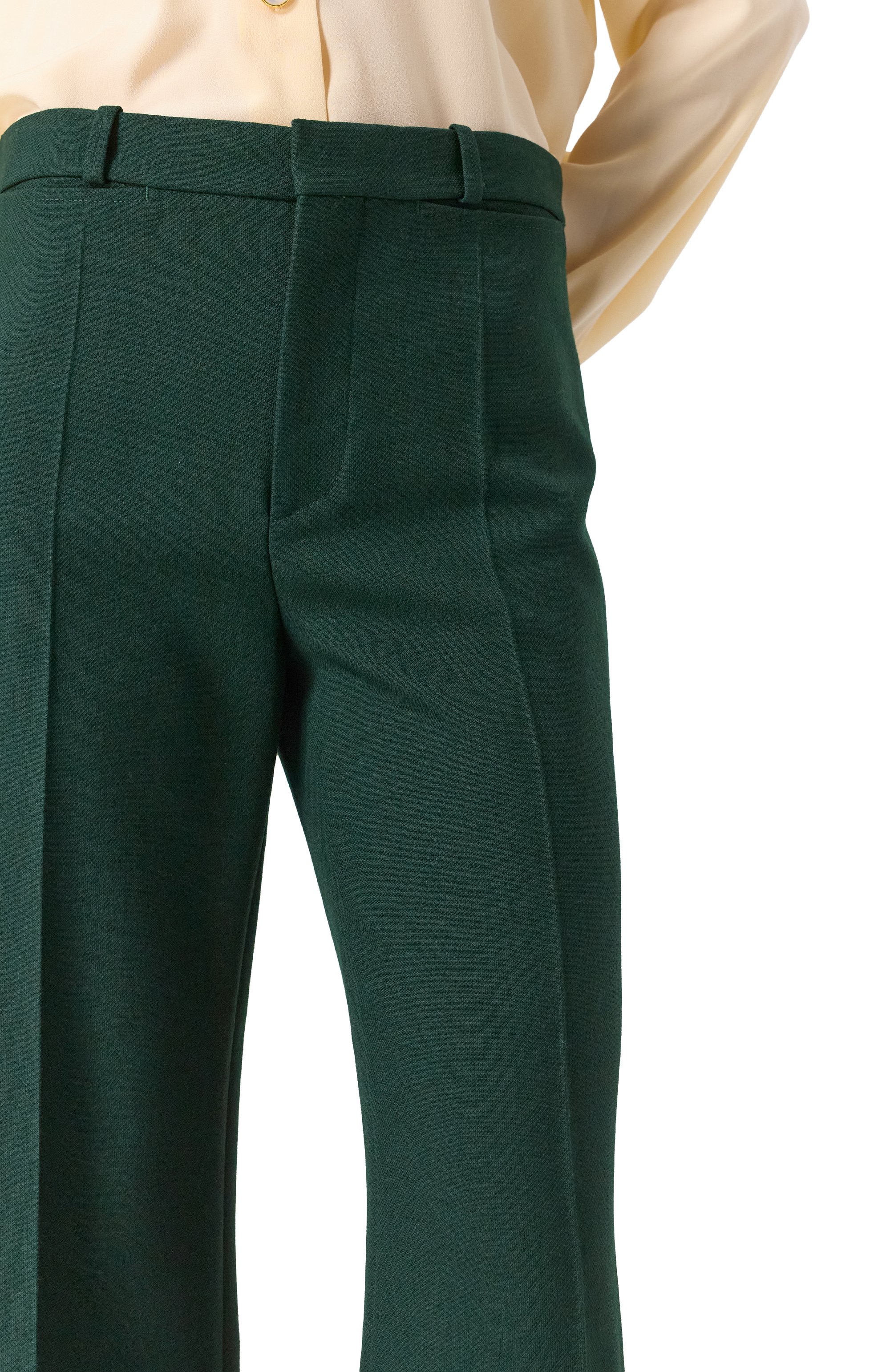 Шерстяные брюки CHLOÉ темно-зеленого цвета по цене 146000 руб., арт. CHC25SPA06302, фото 5 Шерстяные брюки CHLOÉ, арт. CHC25SPA06302, фото 5