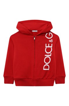 Детский хлопковая толстовка DOLCE & GABBANA красного цвета, арт. L4JWFN/G7IXP/2-6 | Фото 1 (Рукава: Длинные; Материал внешний: Хлопок; Мальчики Кросс-КТ: Толстовка-одежда; Драгоценные камни: Проставлено; Нос: Не проставлено; Материал сплава: Проставлено)