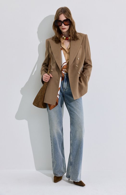 Шелковая блузка Saint Laurent 860987/Y100W Бежевый  860987/Y100W Фото 6