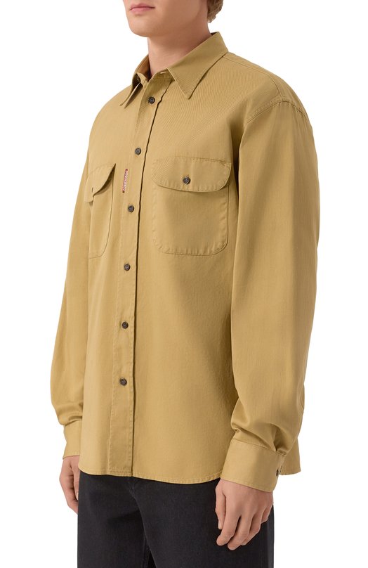 Хлопковая рубашка Dsquared2 S74DM0954/D35305 Бежевый  S74DM0954/D35305 Фото 3