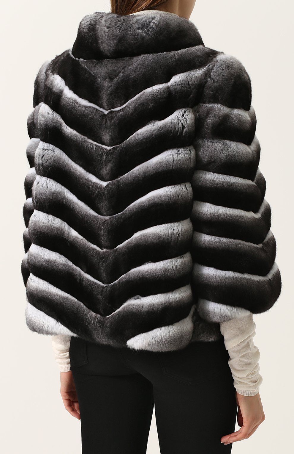 Шуба с укороченным рукавом из меха шиншиллы YVES SALOMON, арт. 6WYV47755CNCV, фото 4