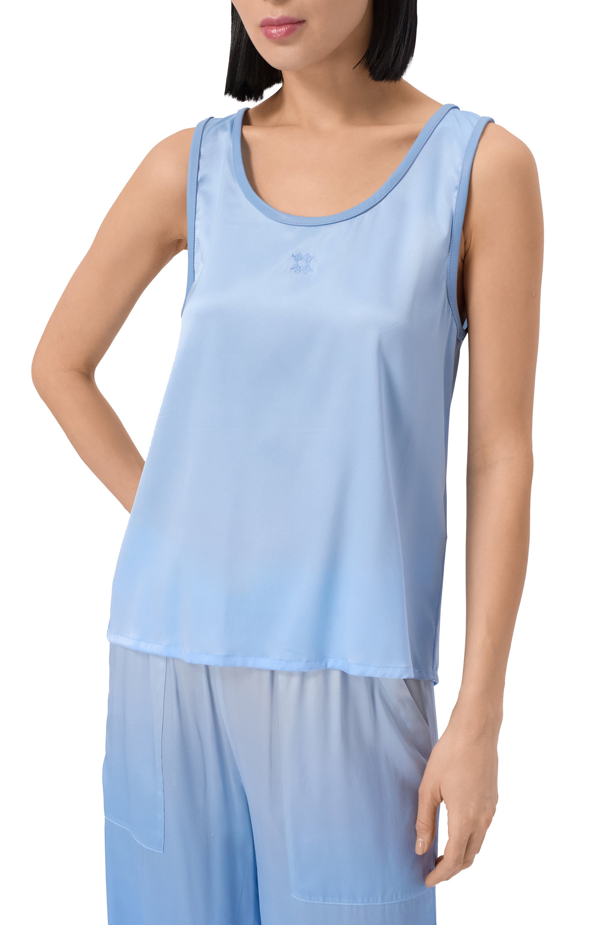 Атласный топ MAX AND MOI голубого цвета по цене 27200 руб., арт. E25TAILA, фото 3 Атласный топ MAX AND MOI, арт. E25TAILA, фото 3