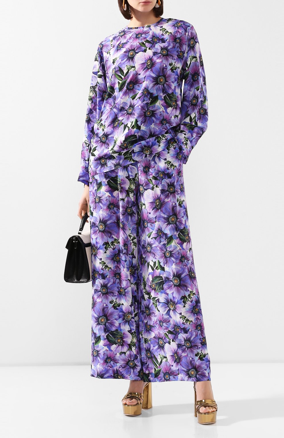 Шелковая блузка DOLCE & GABBANA фиолетового цвета по цене 93900 руб., арт. F71Q8T/IS1A1, фото 2 Шелковая блузка DOLCE & GABBANA, арт. F71Q8T/IS1A1, фото 2