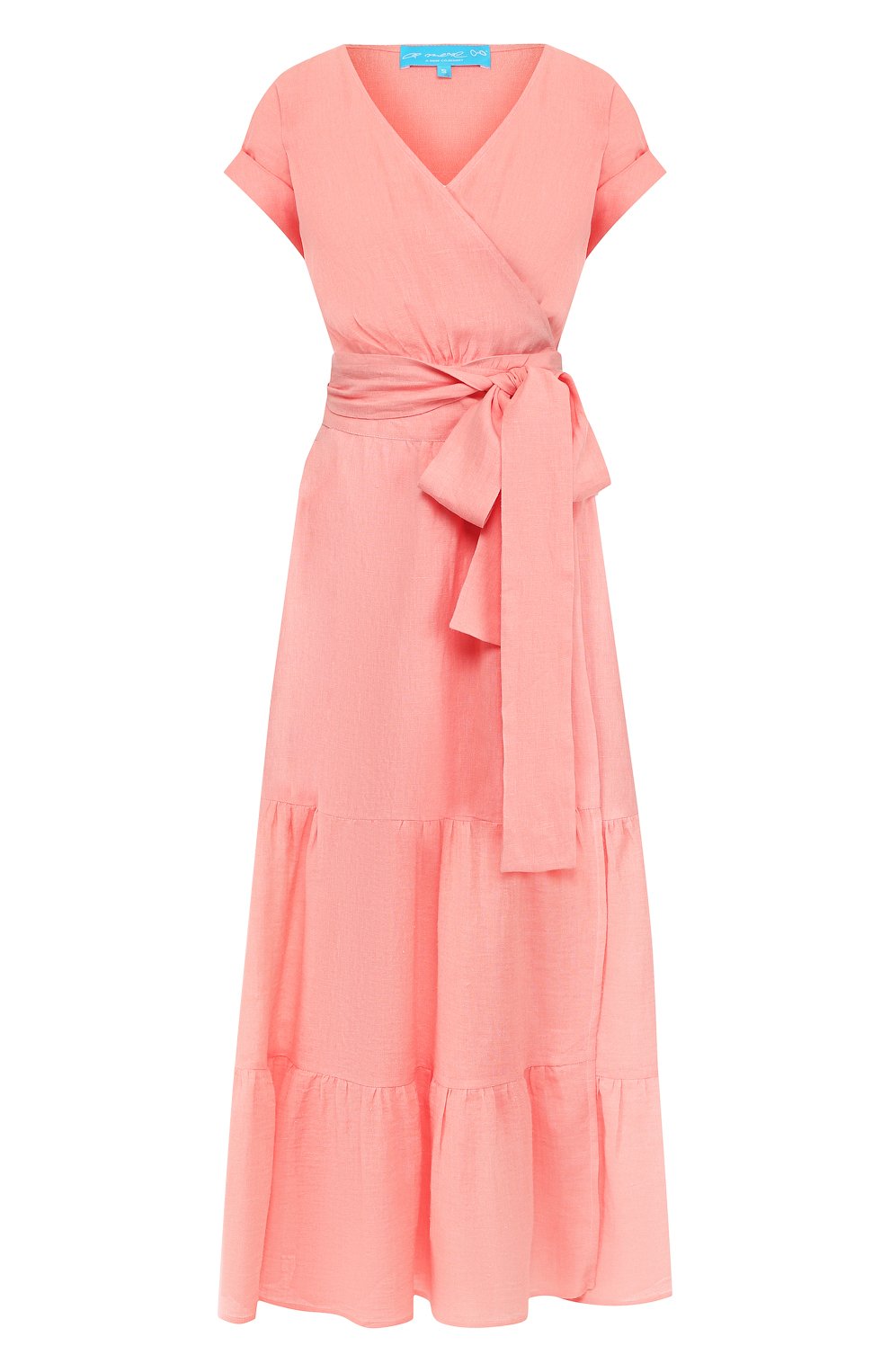 Льняное платье A MERE CO кораллового цвета по цене 33650 руб., арт. AMC-R20-G5-58, фото 1 Льняное платье A MERE CO, арт. AMC-R20-G5-58, фото 1