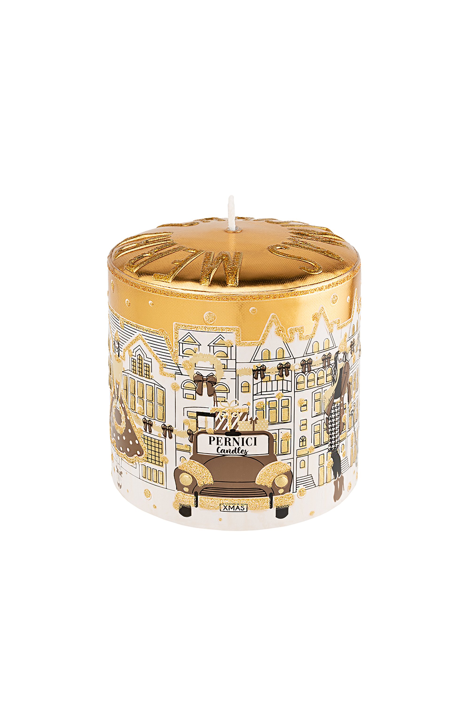 Интерьерная свеча xmas warm gold (11x10cm) PERNICI, арт. 8001962091305, фото 1