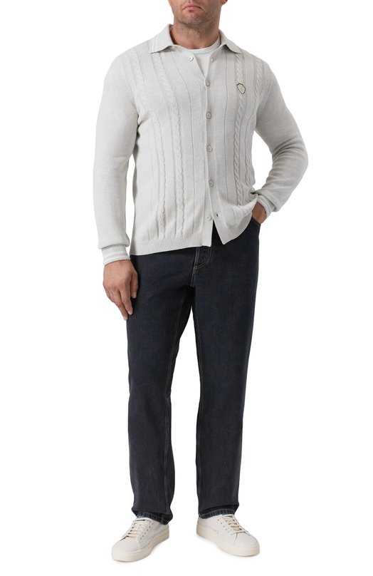 Хлопковый кардиган Brunello Cucinelli M28707925T Серый  M28707925T Фото 2