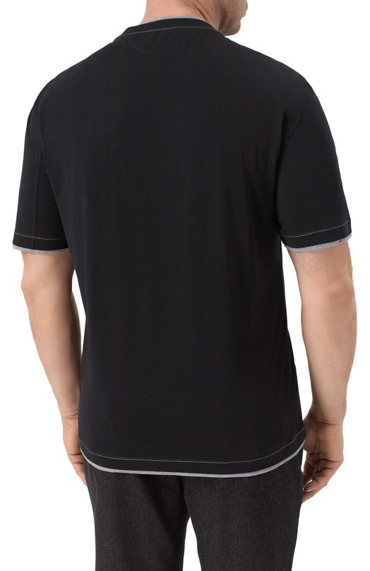 Хлопковая футболка Brunello Cucinelli M0B137451W Чёрный  M0B137451W Фото 4