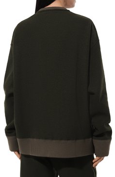 Женский свитшот JIL SANDER зеленого цвета, арт. J40NH0007/J41423 | Фото 4 (Материал внешний: Шерсть, Синтетический материал; Рукава: Длинные; Длина (для топов): Удлиненные; Материал сплава: Проставлено; Драгоценные камни: Проставлено; Материал подклада: Вискоза; Женское Кросс-КТ: Свитшот-одежда; Стили: Кэжуэл)