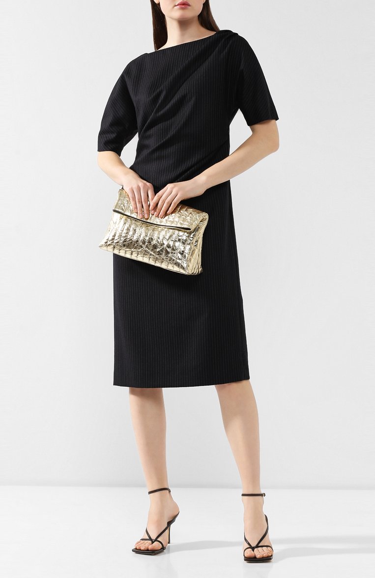 Женский клатч DRIES VAN NOTEN золотого цвета, арт. 192-31501-243 | Фото 2 (Материал: Натуральная кожа, Текстиль; Женское Кросс-КТ: Вечерняя сумка, Клатч-клатчи; Размер: medium; Статус проверки: Проверена категория)