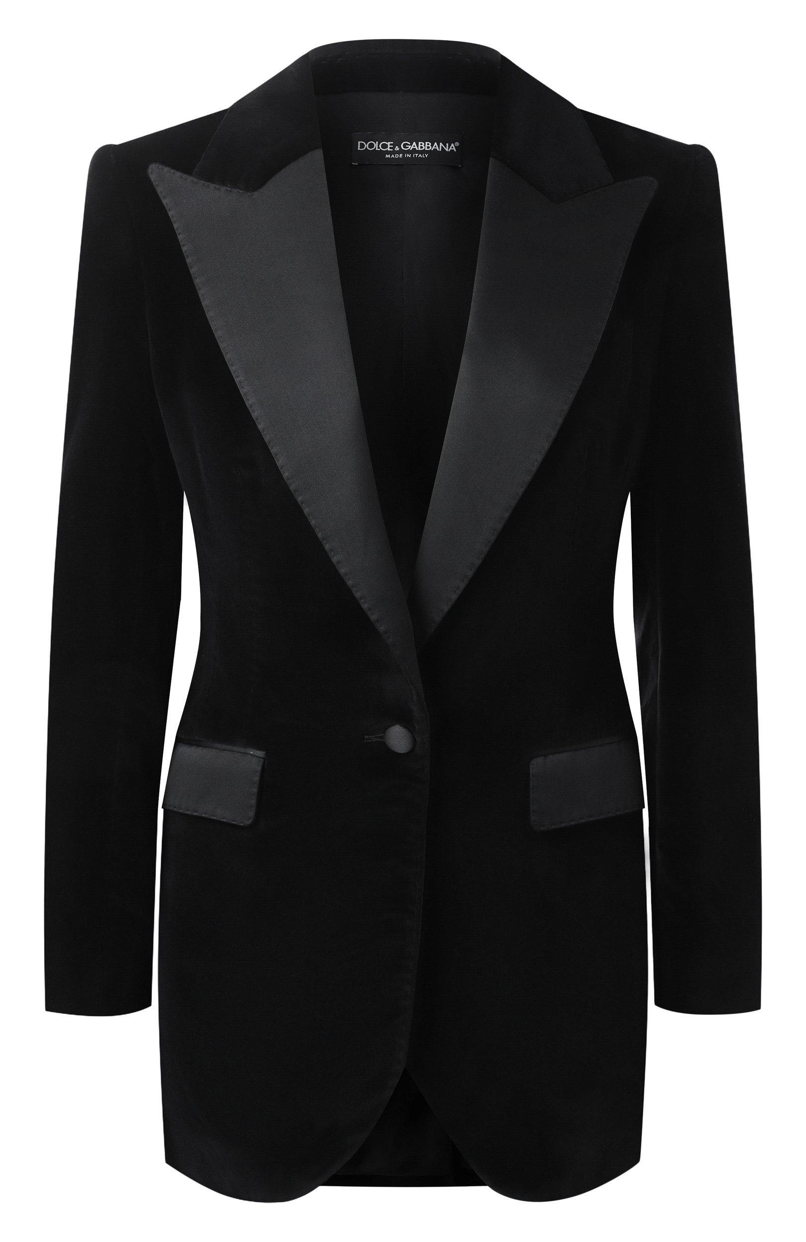 Бархатный жакет DOLCE & GABBANA черного цвета по цене 351500 руб., арт. F2942T/FUVG7, фото 1 Бархатный жакет DOLCE & GABBANA, арт. F2942T/FUVG7, фото 1