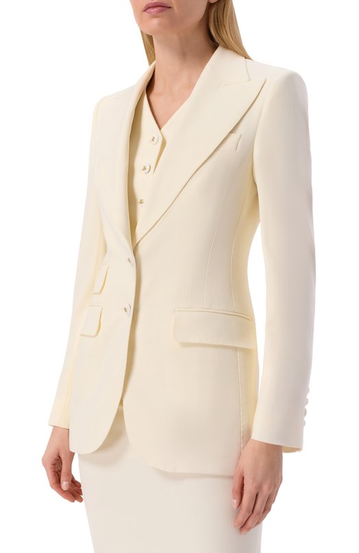 Шерстяной жакет Dolce & Gabbana F29Z8T/FUBGC Кремовый  F29Z8T/FUBGC Фото 3