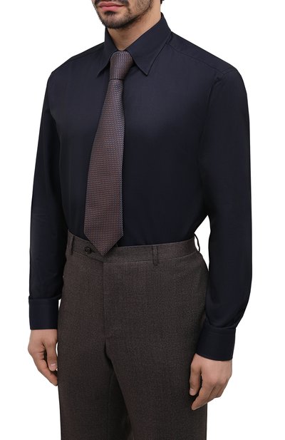 Хлопковая сорочка ZILLI темно-синего цвета по цене 89500 руб., арт. MFU-00702-01077/0001/45-49, фото 4 Хлопковая сорочка ZILLI, арт. MFU-00702-01077/0001/45-49, фото 4