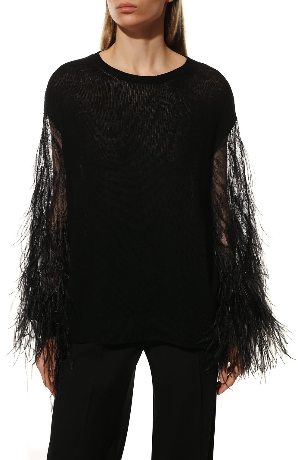 Пуловер с отделкой перьями VALENTINO, арт. TB3KCA8756M, фото 3