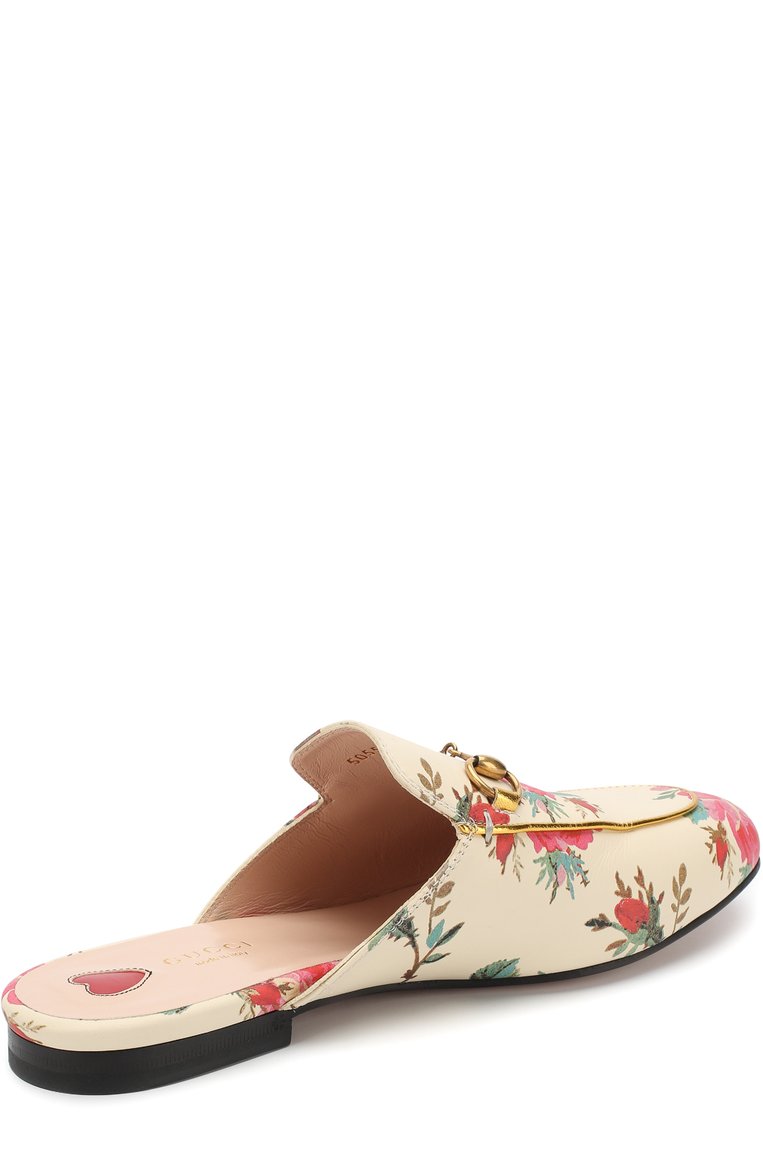 Женские кожаные сабо princetown с принтом GUCCI кремового цвета, арт. 505511/0JD10 | Фото 4 (Каблук высота: Низкий; Подошва: Плоская; Материал внутренний: Натуральная кожа; Материал внешний: Натуральная кожа)