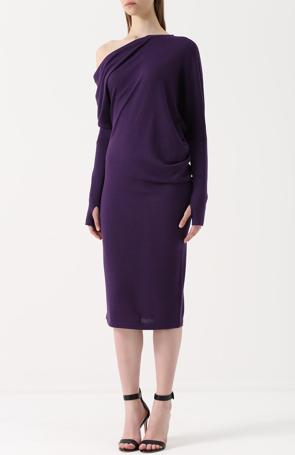 Кашемировое платье-миди с открытым плечом TOM FORD, арт. ACK145-YAX087, фото 3