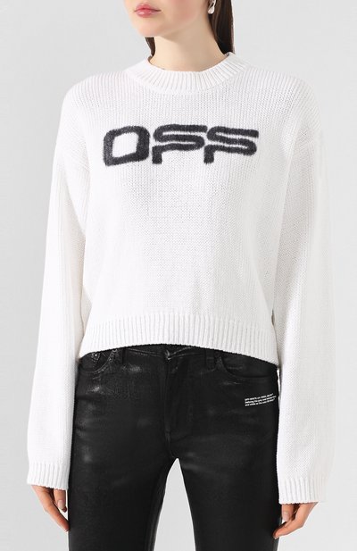 Хлопковый свитер OFF-WHITE белого цвета по цене 43400 руб., арт. 0WHE021R20H280870110, фото 3 Хлопковый свитер OFF-WHITE, арт. 0WHE021R20H280870110, фото 3