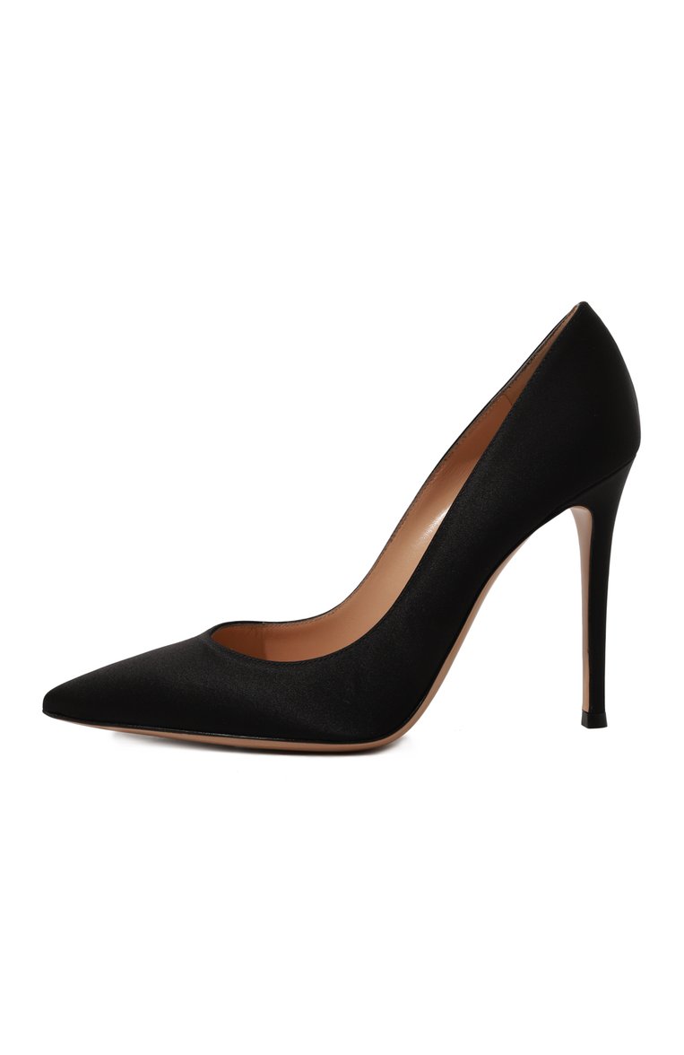Женские атласные туфли gianvito 105 на шпильке GIANVITO ROSSI черного цвета, арт. G28470.15RIC.RASNER0 | Фото 4 (Каблук высота: Высокий; Материал внутренний: Натуральная кожа; Материал внешний: Текстиль; Подошва: Плоская; Каблук тип: Шпилька)