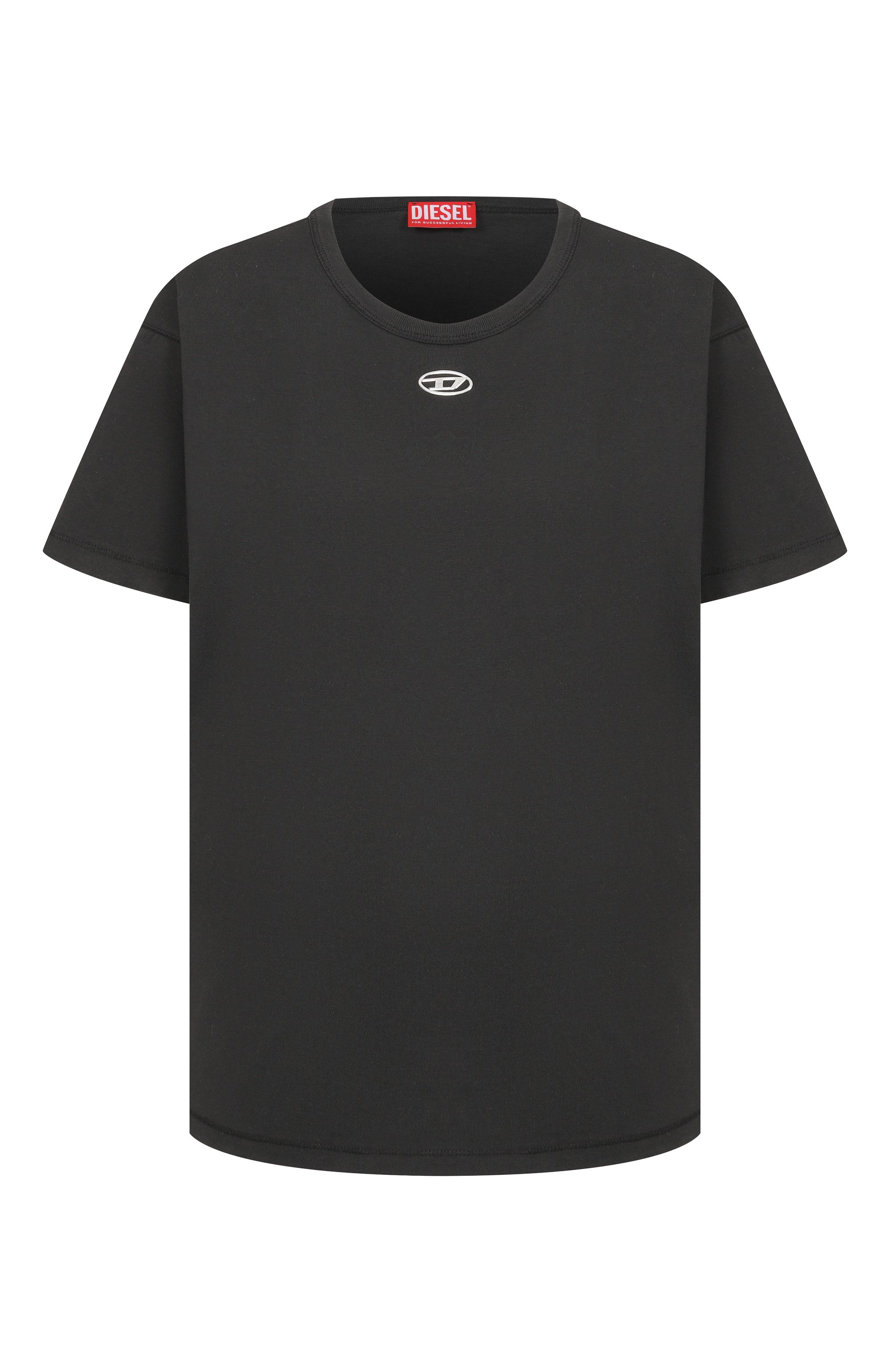 Хлопковая футболка DIESEL черного цвета по цене 10550 руб., арт. A20399/0JMBB, фото 1 Хлопковая футболка DIESEL, арт. A20399/0JMBB, фото 1