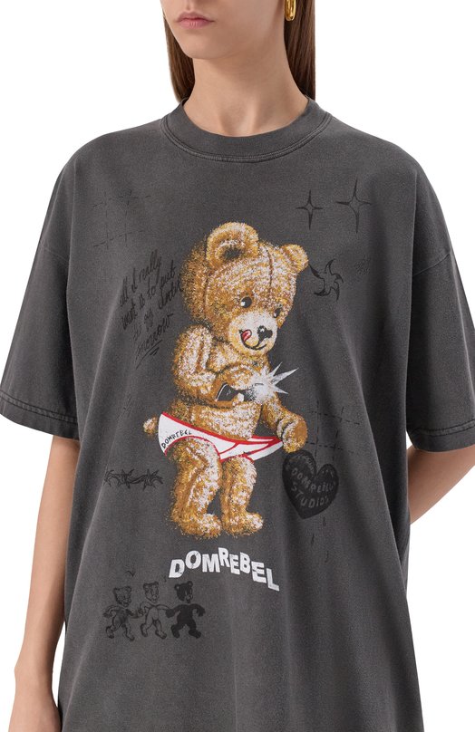 Хлопковая футболка DOMREBEL SNAP SKETCH T-SHIRT Серый  SNAP SKETCH T-SHIRT Фото 5