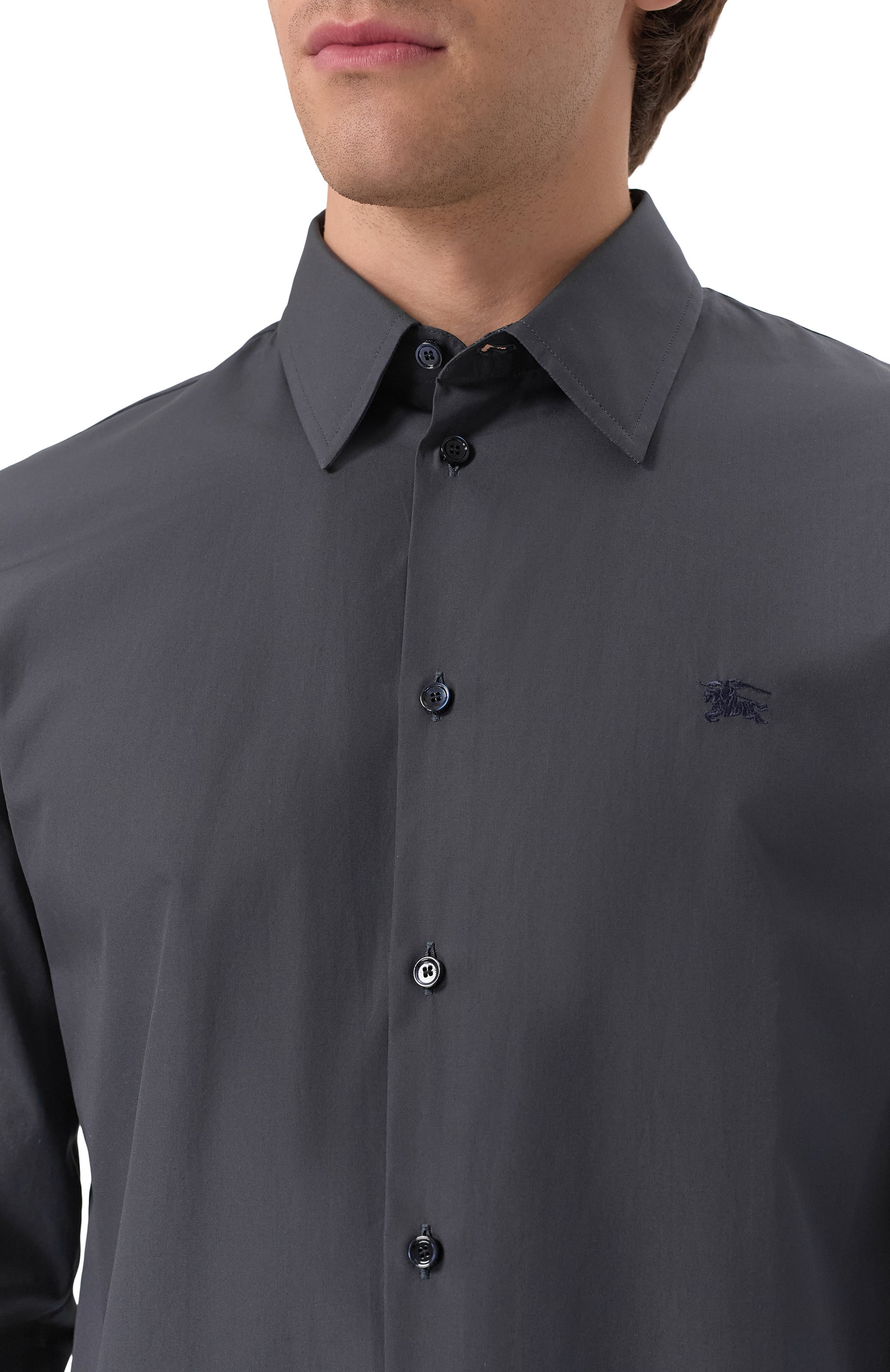 Хлопковая рубашка BURBERRY темно-синего цвета по цене 66550 руб., арт. 8105133, фото 5 Хлопковая рубашка BURBERRY, арт. 8105133, фото 5