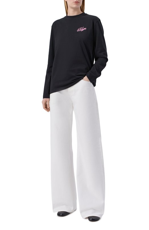 Хлопковый лонгслив MSGM 4041MDM111D/267002 Чёрный  4041MDM111D/267002 Фото 2