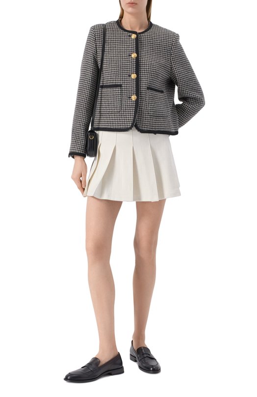Юбка из хлопка и шерсти The Kooples FJUP30022K Кремовый  FJUP30022K Фото 2