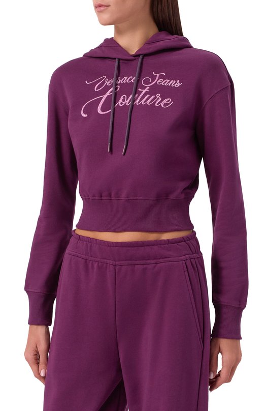 Хлопковое худи Versace Jeans Couture 79HAIT05/CF01T Фиолетовый  79HAIT05/CF01T Фото 3