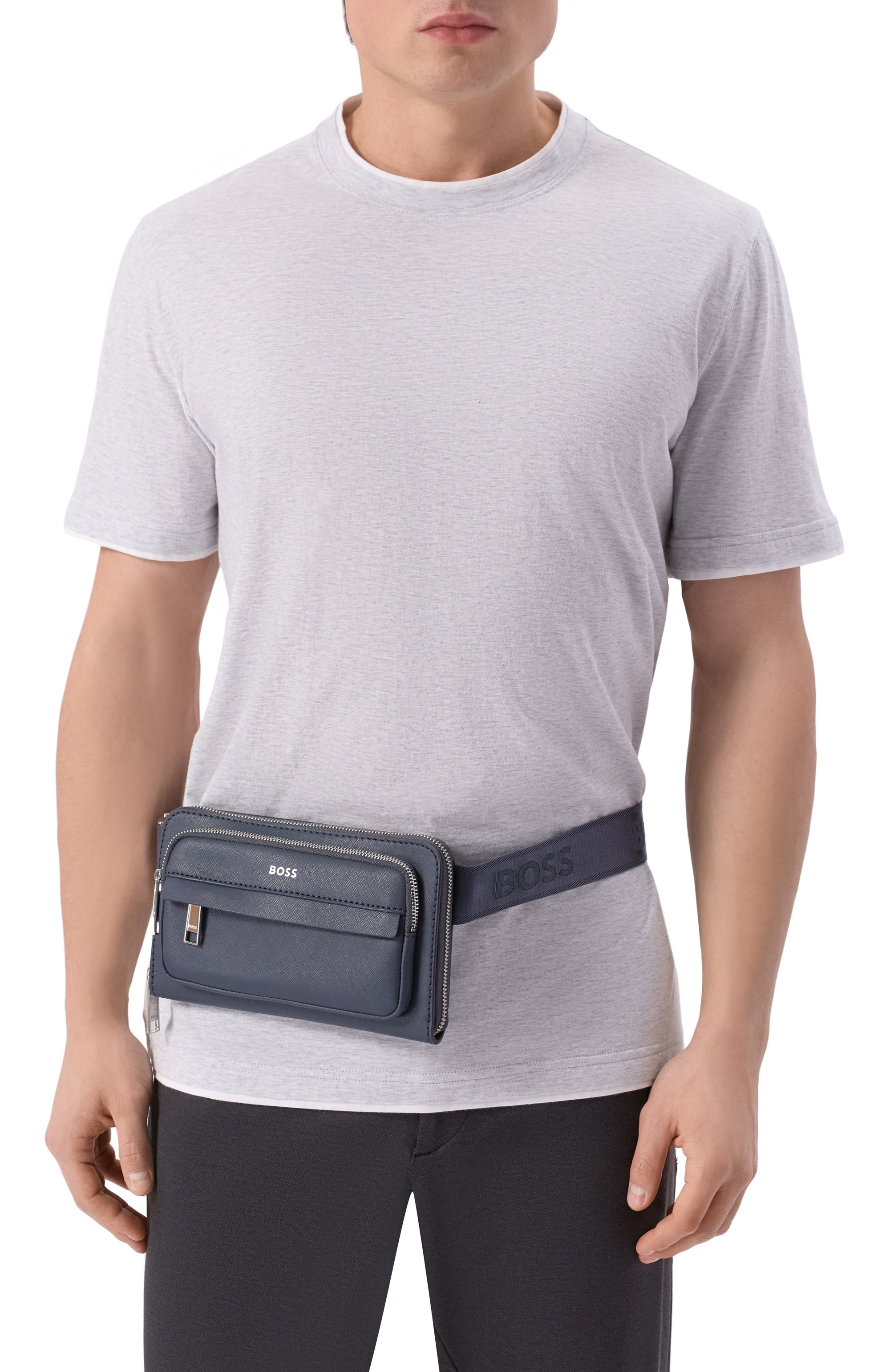 Поясная сумка zair BOSS синего цвета по цене 22450 руб., арт. 50530098, фото 2 Поясная сумка zair BOSS, арт. 50530098, фото 2