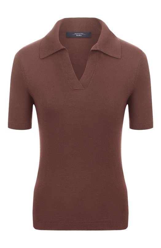 Поло из шелка и хлопка Weekend Max Mara R0NC0L0 Коричневый R0NC0L0