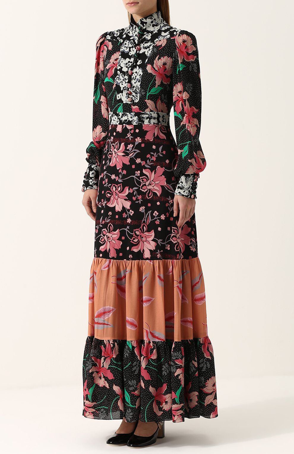 Приталенное платье-макси с воротником-стойкой и принтом GUCCI, арт. 475300/ZJP26, фото 3