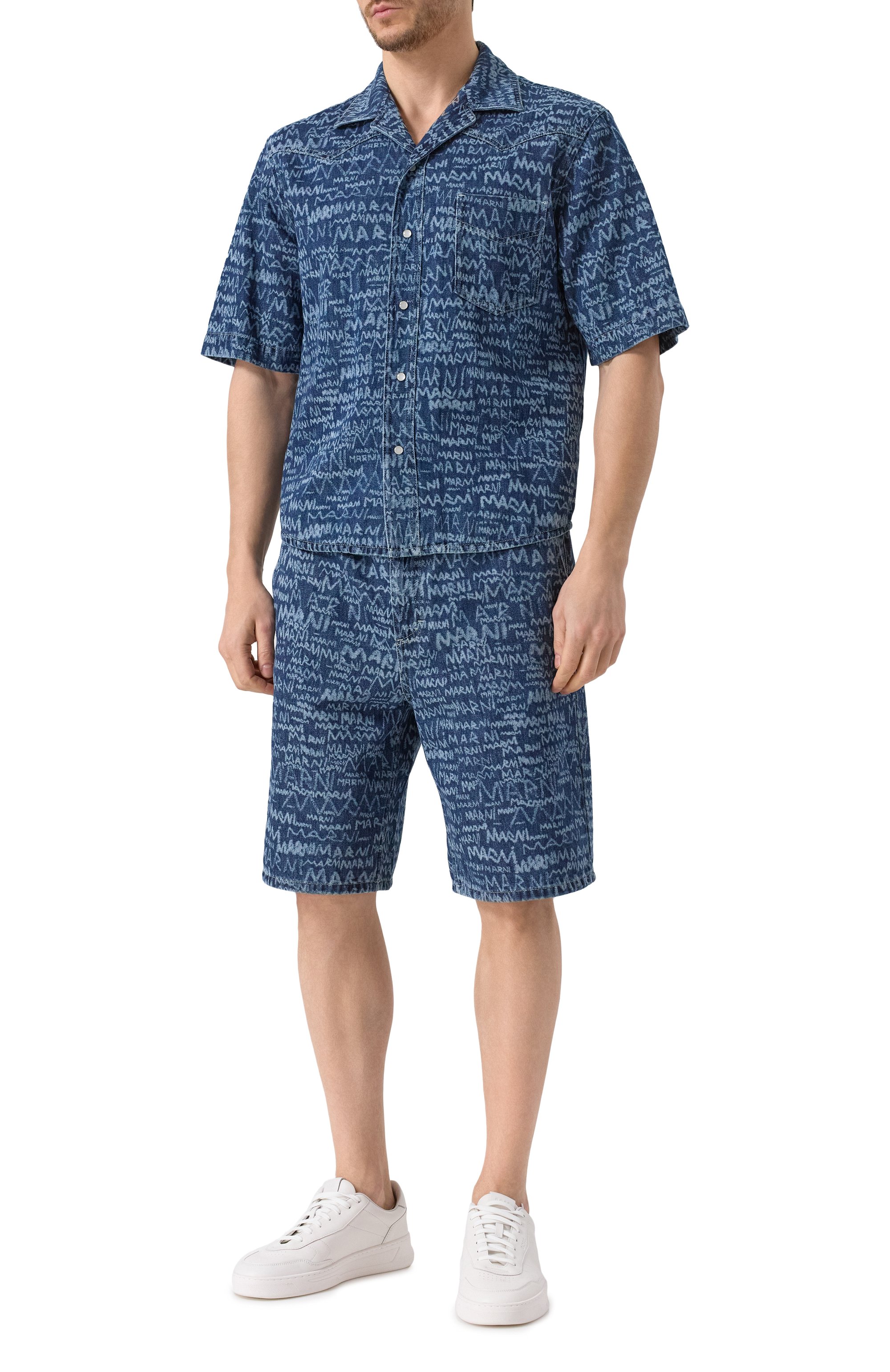 Джинсовая рубашка MARNI синего цвета по цене 87550 руб., арт. CUJU0024A0/USCX38, фото 2 Джинсовая рубашка MARNI, арт. CUJU0024A0/USCX38, фото 2