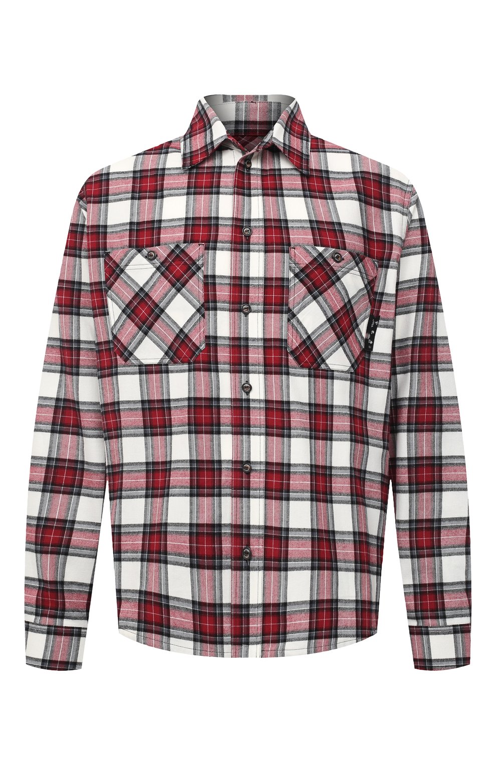Хлопковая рубашка OFF-WHITE красного цвета по цене 59850 руб., арт. 0MGA133R21FAB002, фото 1 Хлопковая рубашка OFF-WHITE, арт. 0MGA133R21FAB002, фото 1