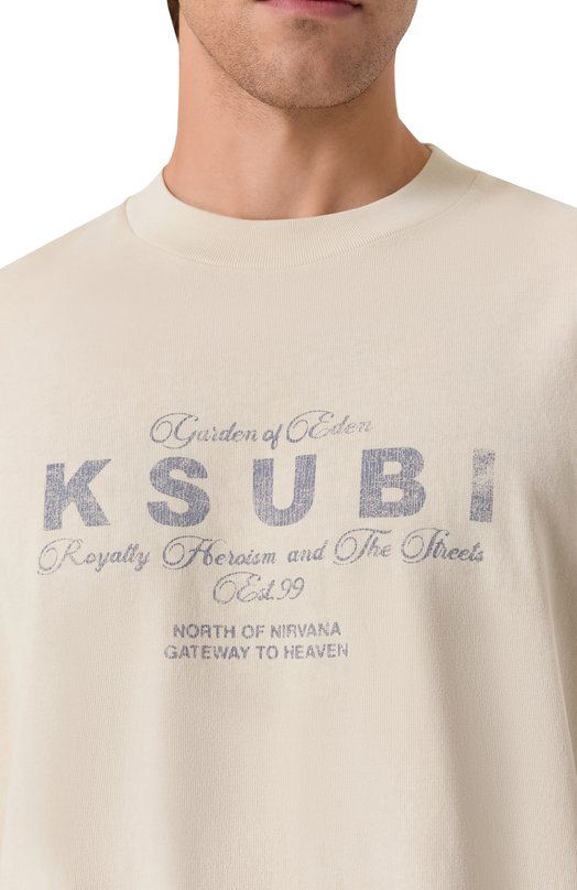 Хлопковая футболка Ksubi MSP25TE042 Кремовый  MSP25TE042 Фото 5