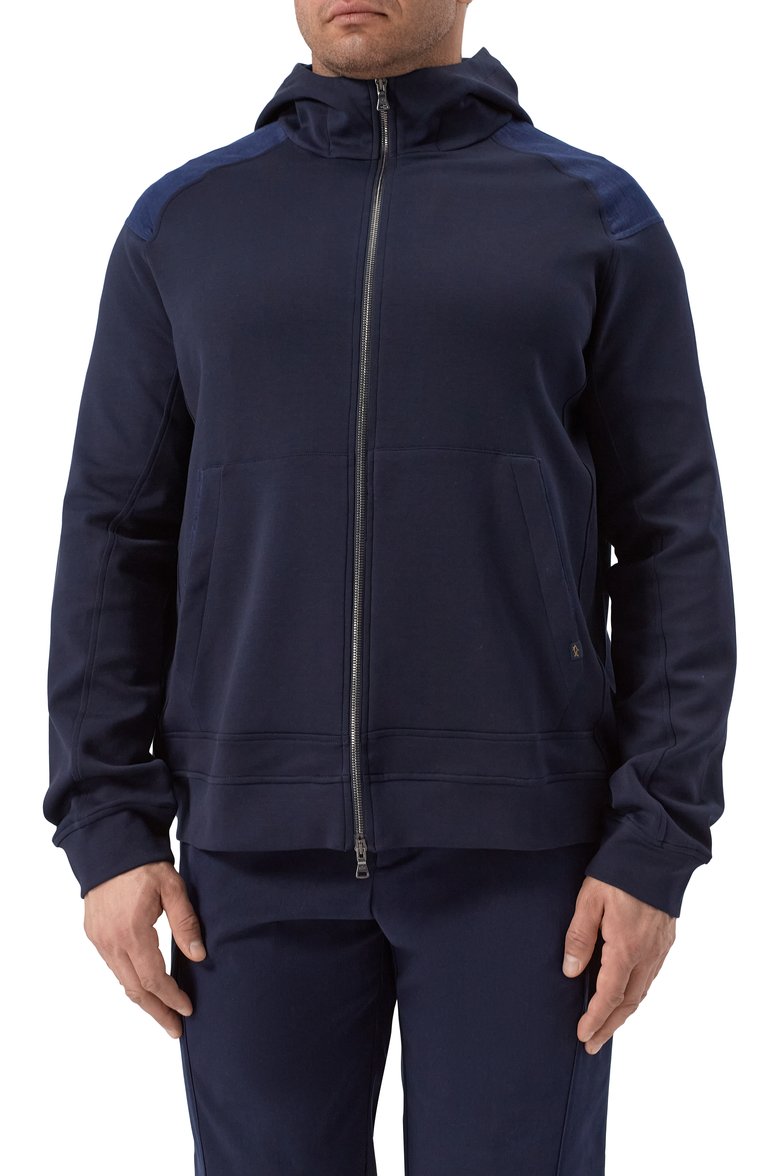 Мужской толстовка PAUL&SHARK темно-синего цвета, арт. 25411832/3XL | Фото 3 (Рукава: Длинные; Длина (для топов): Стандартные; Материал внешний: Хлопок, Синтетический материал; Мужское Кросс-КТ: Толстовка-одежда; Стили: Спорт-шик)