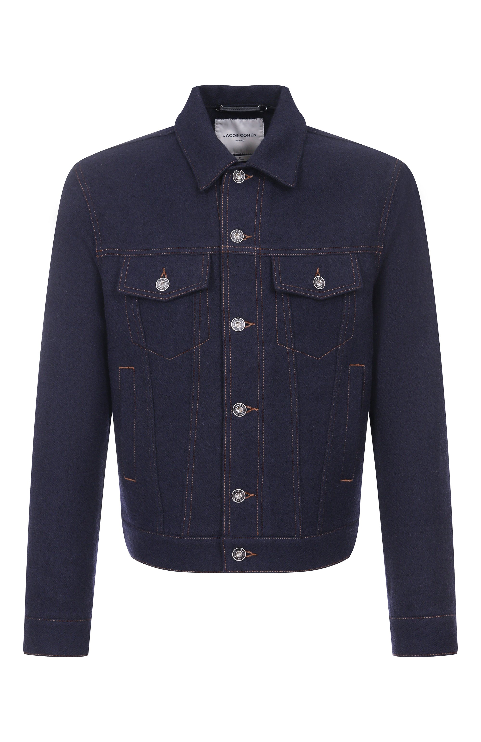 Шерстяная куртка-рубашка JACOB COHEN темно-синего цвета по цене 114000 руб., арт. JUM_H0076 082 T806A RW, фото 1 Шерстяная куртка-рубашка JACOB COHEN, арт. JUM_H0076 082 T806A RW, фото 1