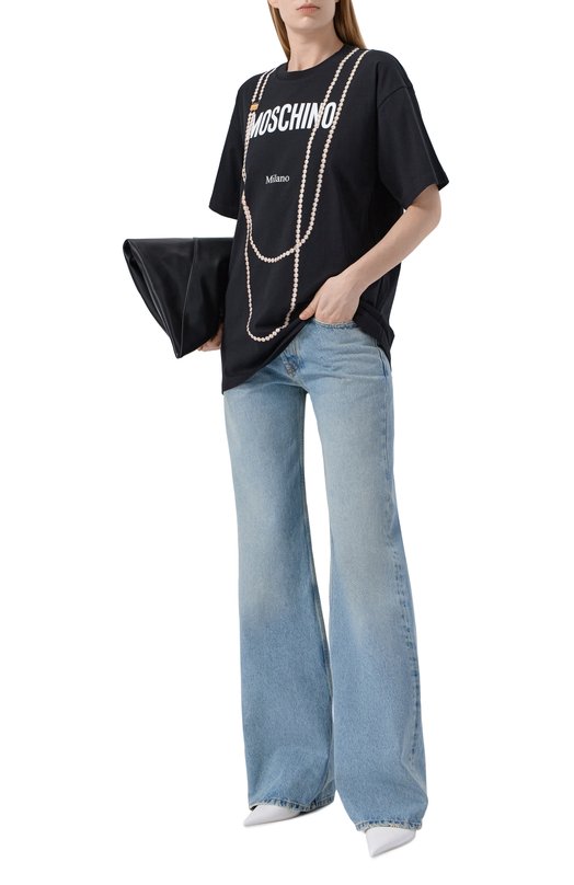 Хлопковая футболка Moschino V0718/0541 Чёрный  V0718/0541 Фото 2