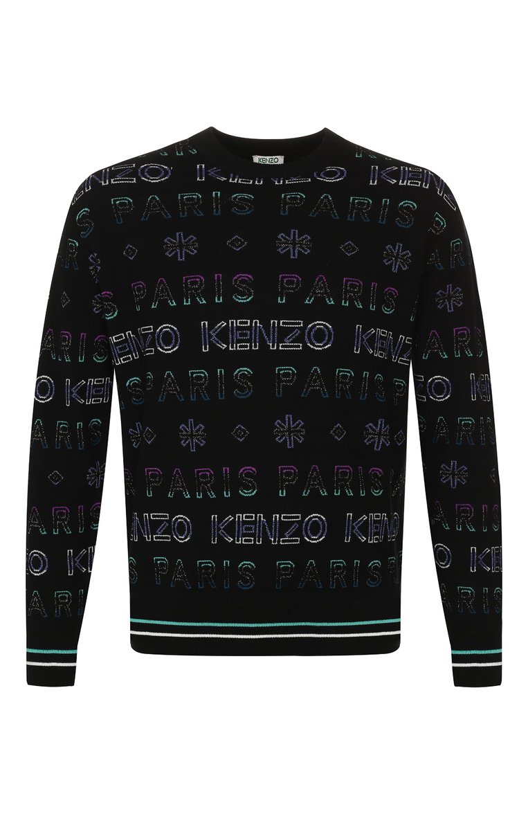 Мужской шерстяной свитер holiday KENZO разноцветного цвета, арт. F965PU4053LF | Фото 1 (Рукава: Длинные; Длина (для топов): Стандартные; Материал внешний: Шерсть, Синтетический материал; Статус проверки: Проверена категория; Принт: С принтом; Мужское Кросс-КТ: Свитер-одежда; Стили: Кэжуэл)