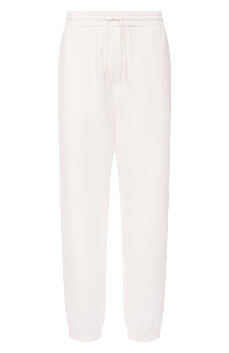 Мужские хлопковые джоггеры EMPORIO ARMANI белого цвета, арт. EM001746/AF10013 | Фото 1 (Материал внешний: Хлопок, Синтетический материал; Длина (брюки, джинсы): Стандартные; Силуэт М (брюки): Джоггеры; Стили: Спорт-шик)