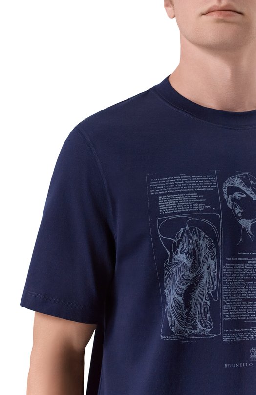 Хлопковая футболка Brunello Cucinelli M0B138517 Синий  M0B138517 Фото 5