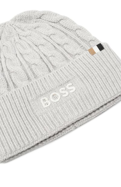 Шапка BOSS светло-серого цвета по цене 9225 руб., арт. J52700, фото 3 Шапка BOSS, арт. J52700, фото 3