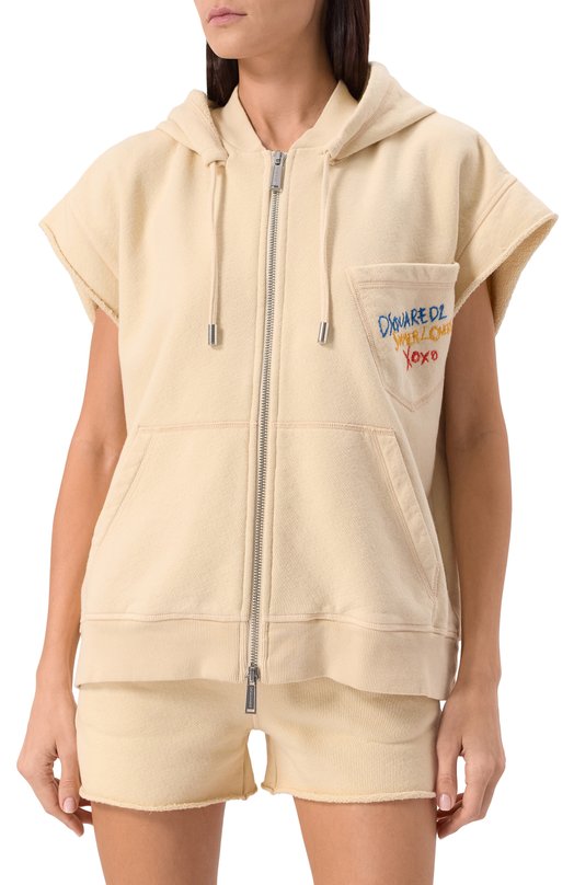 Хлопковая толстовка Dsquared2 S73HG0026/S25140 Кремовый  S73HG0026/S25140 Фото 3