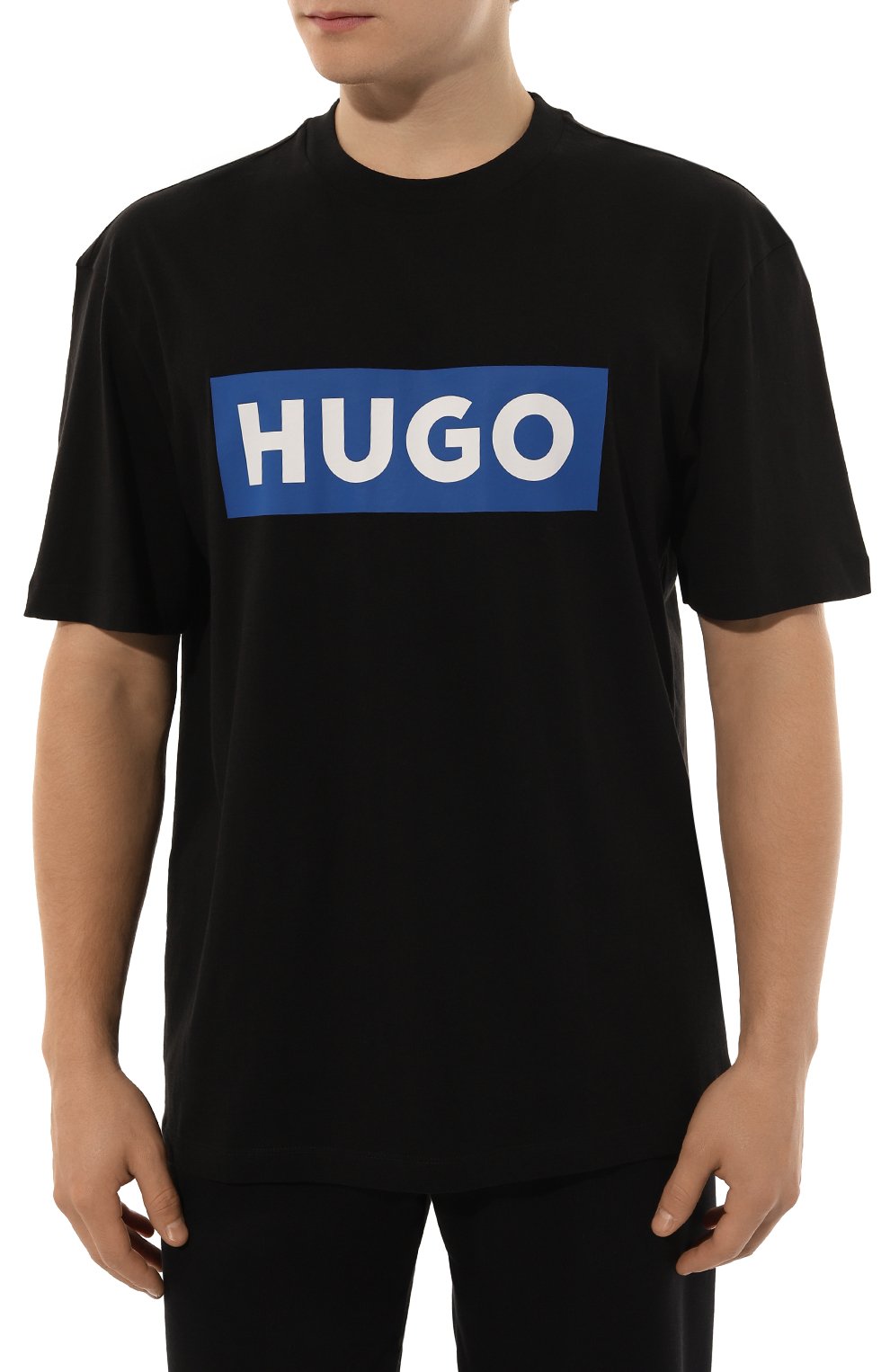 Хлопковая футболка HUGO BLUE черного цвета по цене 5975 руб., арт. 50522376, фото 3 Хлопковая футболка HUGO BLUE, арт. 50522376, фото 3